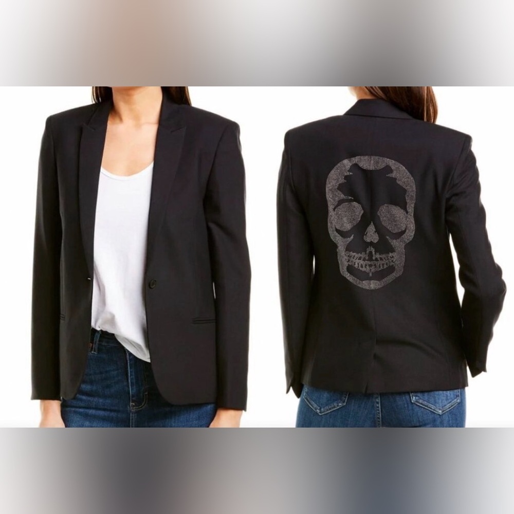 Zadig & Voltaire Vedy Black Blazer with Skull Design